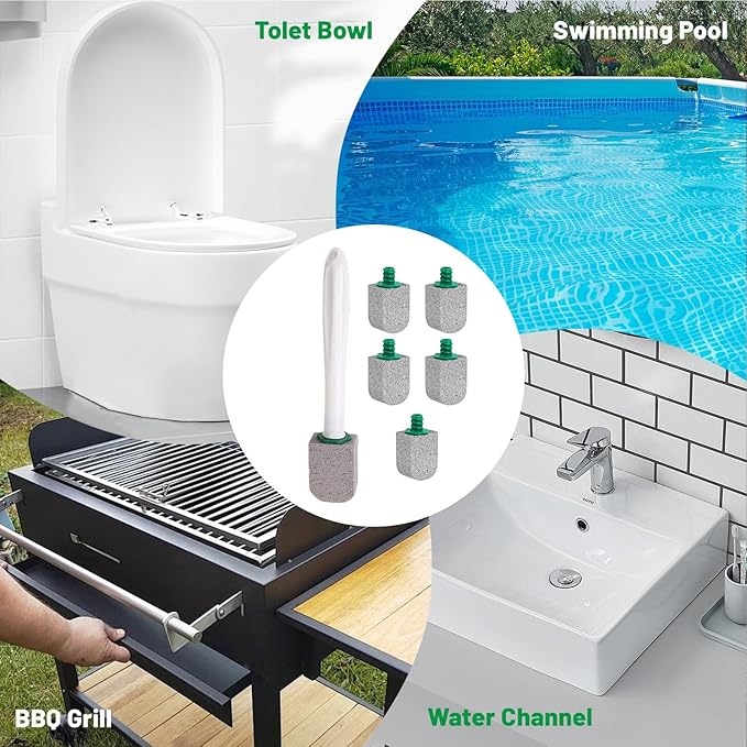 Pumice Stone Toilet Bowl Cleaner, Bathroom Cleaner Brush, Toilet Bowl Stain Remover Eraser, Commode Deep Cleaning Accessories, Cleans Hard Water Ring/Calcium Buildup/Stains
