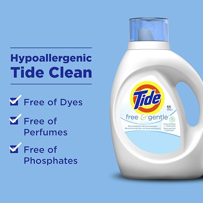 Tide Free & gentle liquid laundry detergent, 96 loads, 138 Fl Oz