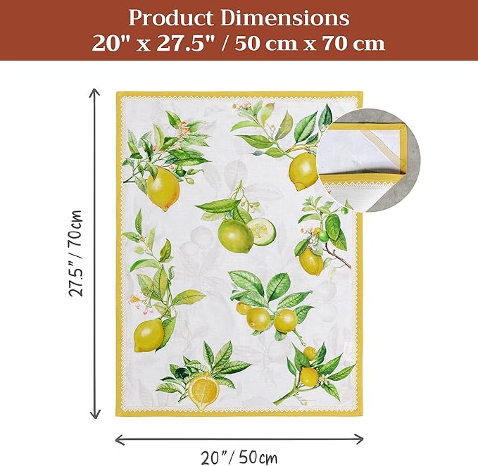 Maison d' Hermine Kitchen Towels Set of 3 100% Cotton 27.50" x 20" Reusable Cloth Tea Dish Towels Absorbent with Hanging Loop for Kitchen Farmhouse Hotel Spring Summer - Limoncello