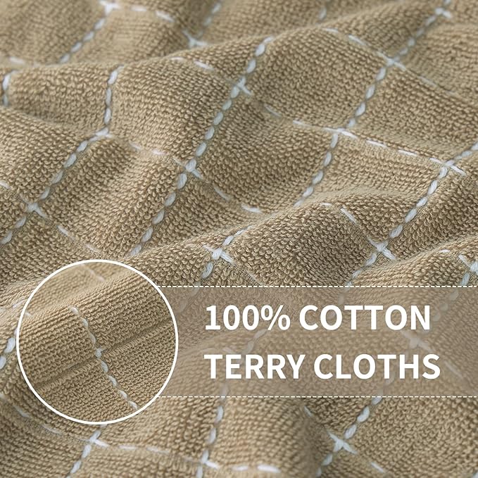 Homaxy 100% Cotton Terry Kitchen Dish Cloths, Ultra Soft and Absorbent Dish Towels for Kitchen, Perfect for Drying and Washing Dishes, 6 Pack, 12 x 12 Inches, Tan