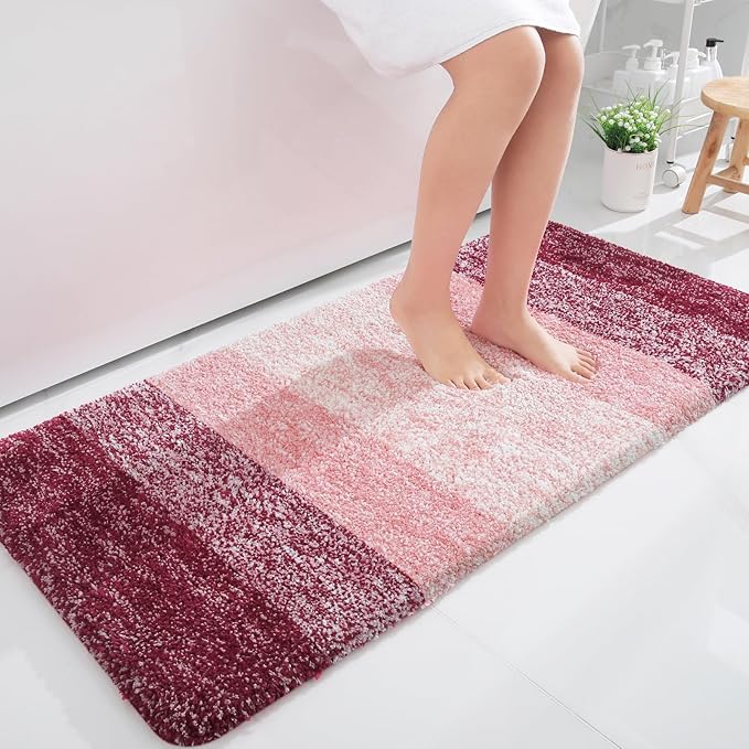 OLANLY Large Bathroom Rugs Mat 40x24, Extra Soft Absorbent Microfiber Bath Rugs, Rubber Backing, Quick Dry, Machine Washable Bath Mats for Bathroom Floor, Tub and Shower, Home Decor Accessories, Red