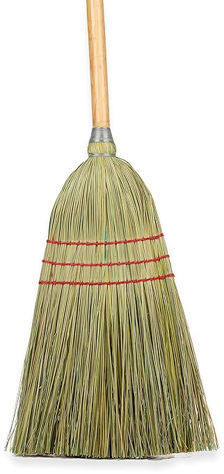 Carlisle FoodService Products 4134967 Corn Blend Warehouse Broom Straw with Wood Handle, 10" Bristle Trim, 55" Length, Natural (Case of 12)