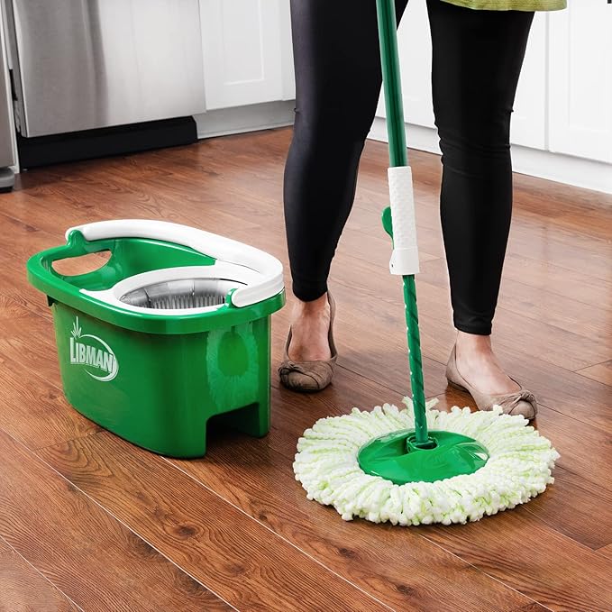 Libman Tornado Spin Mop System Bundle with Refills (4 Pack) | Floor Cleaning Kit