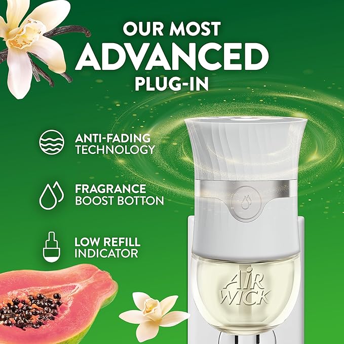 Air Wick Plug In Scented Oil Refill,Vanilla & Pink Papaya, 6 ct