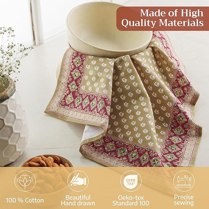 Maison d' Hermine 100% Cotton Cloth Napkins Set of 4 Everyday Reusable Square Napkins Cloth Washable Dinner Party Wedding Restaurant Hotel Kitchen Spring Summer (Manosque, 18" x 18")