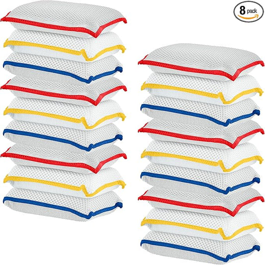 Microfiber Sponges for Dishes, Non-Scratch Sponge Dish Scrubber Heavy Duty Household Cleaning Multi-Purpose Cleaning Supplies Dish Wash Kitchen Cleaners Pack of 18