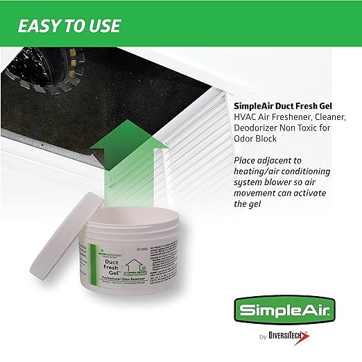 Duct Fresh Gel - HVAC Air Freshener, Cleaner, Deodorizer Non Toxic for Odor Block, Small