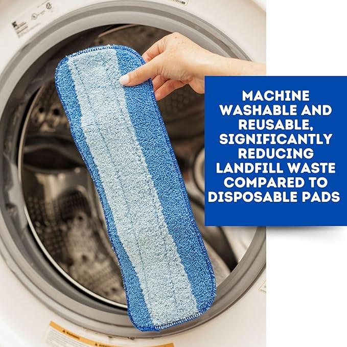 Quick Shine Spray Mop Refill Pad 15"W x 5.5"D | Washable & Reusable | Dual Action Scrubbing Strips for Thorough Cleaning | Highly Absorbent Microfiber | Use w/Quick Shine Multi-Surface Spray Mop