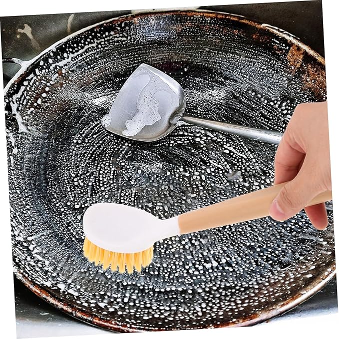 PRETYZOOM Kitchen Cleaning Supplies Dish Washing Brush Scrub Brush for Nonstick Pans Easy-Grip Handle Storage