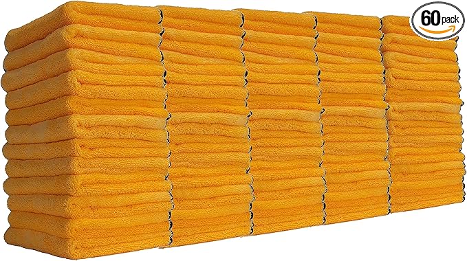 Chemical Guys MIC_506_60 Professional Grade Premium Microfiber Towels, Gold (16 Inch x 16 Inch) (Pack of 60) - Safe for Car Wash, Home Cleaning & Pet Drying Cloths