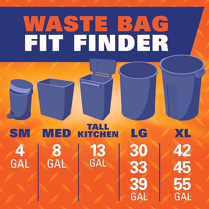 Hefty Easy Flaps Multipurpose Large Trash Bags, 30 Gallon, 40 Count