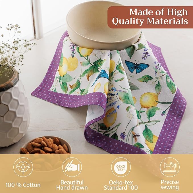 Maison d' Hermine 100% Cotton Cloth Napkins Set of 4 Everyday Reusable Square Napkins Cloth Washable Dinner Party Wedding Restaurant Hotel Kitchen Spring Summer (Sivergue, 18" x 18")