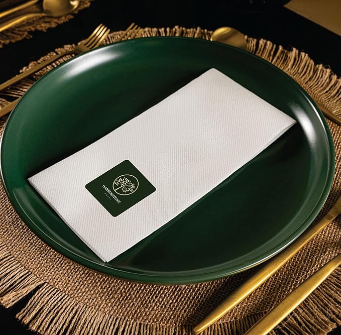 Lintext Disposable Linen-Feel Custom Guest Towels - 1000 Ct. Disposable Cloth-Like Hand Towels - Soft and Absorbent Paper Napkin for Kitchen, Bathroom, Party, Wedding, Or Event