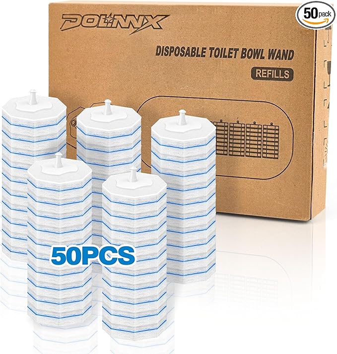 50 Pcs Toilet Wand Refills, Disposable Toilet Bowl Brush Replacement Heads for Sink Bathtub