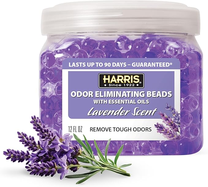 Harris Odor Eliminating Gel Beads with Essential Oils - Lavender Scent - 12 Ounces