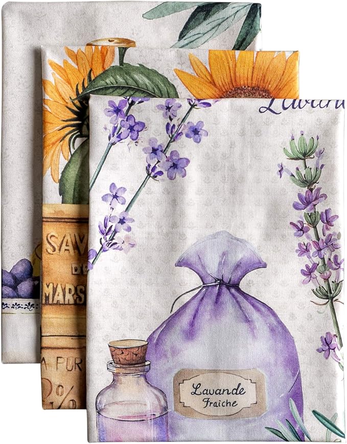 Maison d' Hermine Kitchen Towels Set of 3 100% Cotton 27.50" x 20" Reusable Cloth Tea Dish Towels Absorbent with Hanging Loop for Kitchen Farmhouse Hotel Spring Summer - Fanny