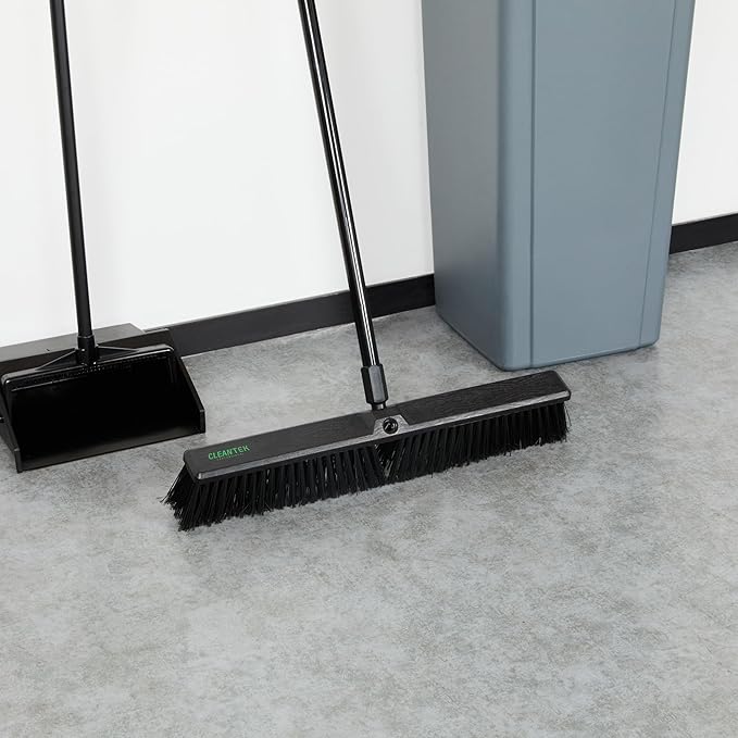 Restaurantware-BROOM HEAD ONLY: Clean Tek Professional 23.62-Inch Push Broom Head, 1 Heavy-Duty Cleaning Tool - Handle Sold Separately, Fine Flagged Bristles, Black Plastic, Outdoor Use