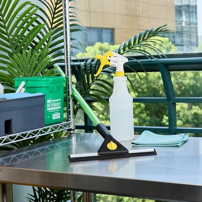 Restaurantware-Clean Tek Professional 9.84 Inch Window Squeegee, 1 Window Cleaning Squeegee with Rubber Blade - All-Purpose, for Mirror Or Glass Door, Black Plastic Wiper with Aluminum Frame