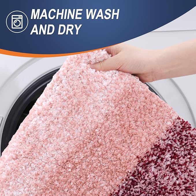 OLANLY Large Bathroom Rugs Mat 40x24, Extra Soft Absorbent Microfiber Bath Rugs, Rubber Backing, Quick Dry, Machine Washable Bath Mats for Bathroom Floor, Tub and Shower, Home Decor Accessories, Red