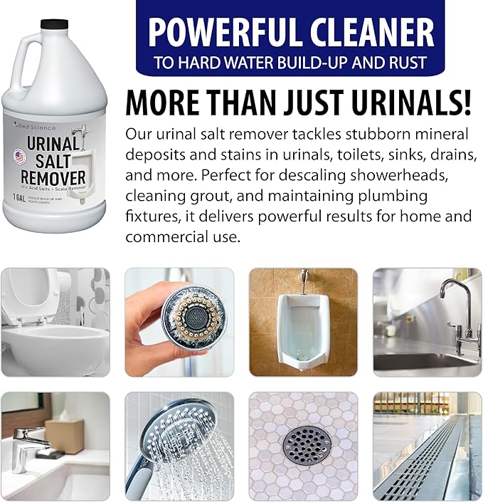 Allied Science Urinal Salt Remover - Uric Acid Salts Scale Remover Unclogs Urinals and Removes Uric Acid Odors - 1 Gallon / 128 fl oz