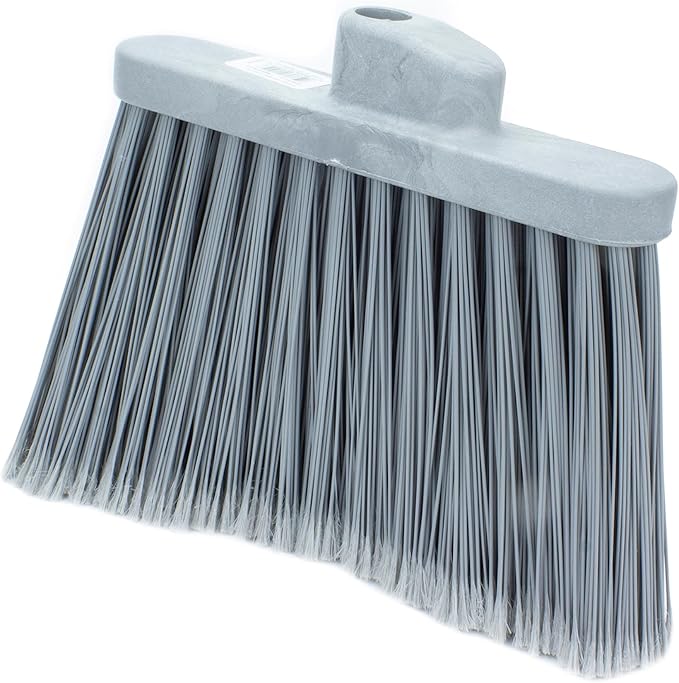SPARTA Plastic Broom Head, Angled, Flagged for Small Debris Indoor, Outdoor, Home, Restaurant, Lobby, Office, 12 Inches, Gray