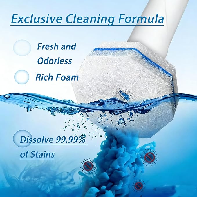 20 Count Toilet Brush Wand Refills Fits Clorox Wand, 3X Cleaning Exclusive Upgrade Formula Disposable Toilet Bowl Wand Refills, No Falling Apart, Fits Most Brand Toilet Brushes Cleaning Systeam