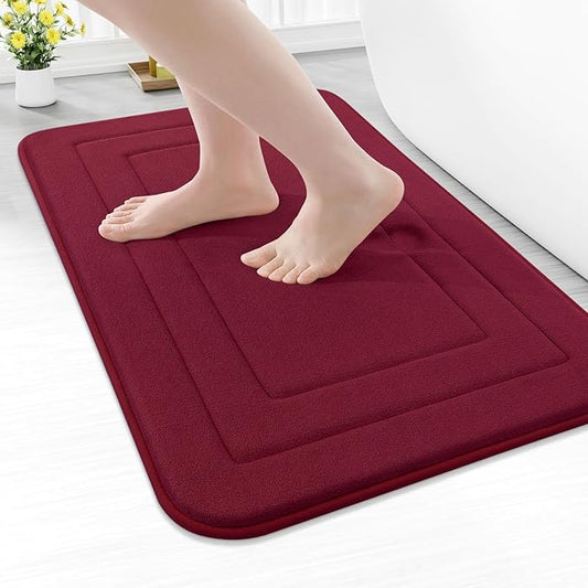 Arotive Memory Foam Bathroom Rug Mat 24x16, Ultra Soft and Absorbent Bath Mat, Machine Wash Dry, Comfortable Bath Rug Carpet for Bathroom Floor, Tub and Shower, Burgundy