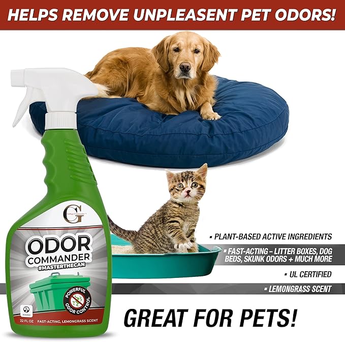 Garbage Commander Odor Commander, Odor Control Spray Bottle, 22 Ounce, Lemongrass Scent -Proudly Made in Canada