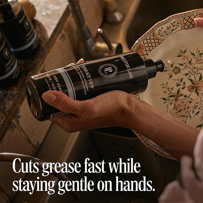 Preston Lane Luxury Dish Soap, Highrise Scent | Plant Powered Formula with Essential Oils | Tough on Grease, Gentle on Hands | Vegan, Cruelty Free, Clean Ingredients