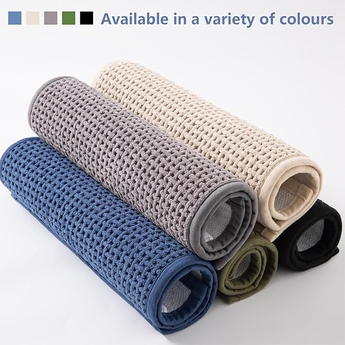 Bathroom Rugs Non Slip Washable, Super Absorbent Thin Bath Mat for Small Quick Dry Low Pile Bathroom Rug, (Khaki, 36″x24″)