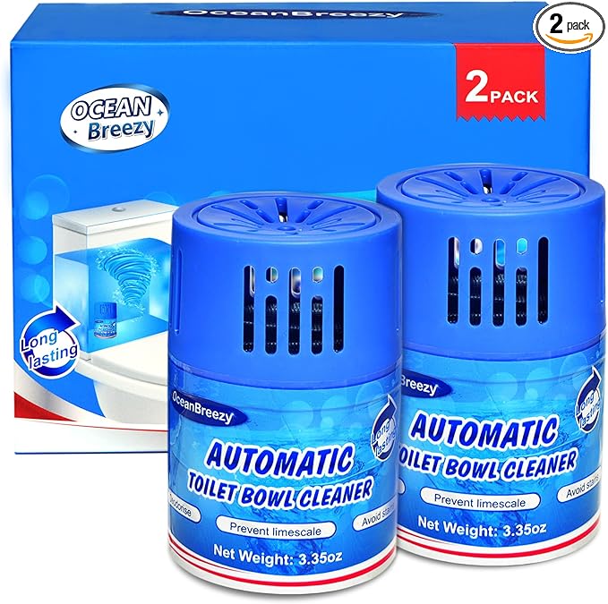 Automatic Toilet Bowl Cleaners Bottles, 2 Pack Long-Lasting Blue Toilet Cleaner Tablets, Septic Safe Toilet Tank Cleaner for Stain Prevention & Odor Removal, Up to 3 Months Each Bottle