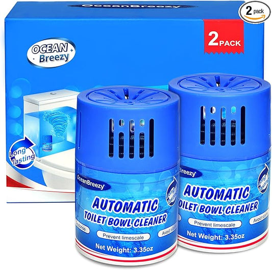 Automatic Toilet Bowl Cleaners Bottles, 2 Pack Long-Lasting Blue Toilet Cleaner Tablets, Septic Safe Toilet Tank Cleaner for Stain Prevention & Odor Removal, Up to 3 Months Each Bottle