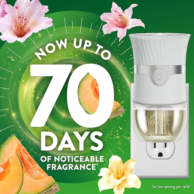 Air Wick Plug In Scented Oil Refill, Infused with Essential Oils, Plug In Air Fresheners for Home, Summer Delights, 4 ct