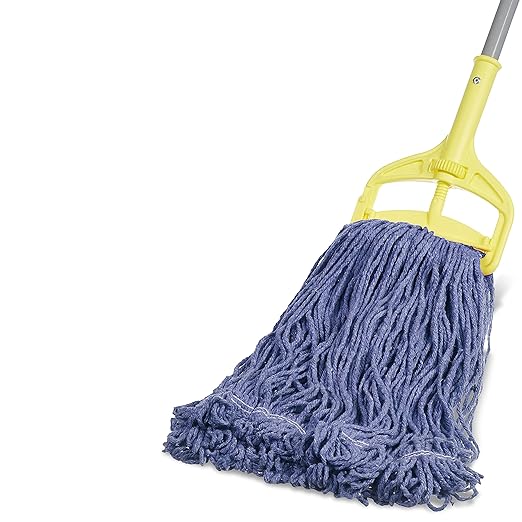 Amazon Basics Loop-End Synthetic Mop Head, 5-Inch Headband, Large, Machine Washable, Blue, 6-Pack