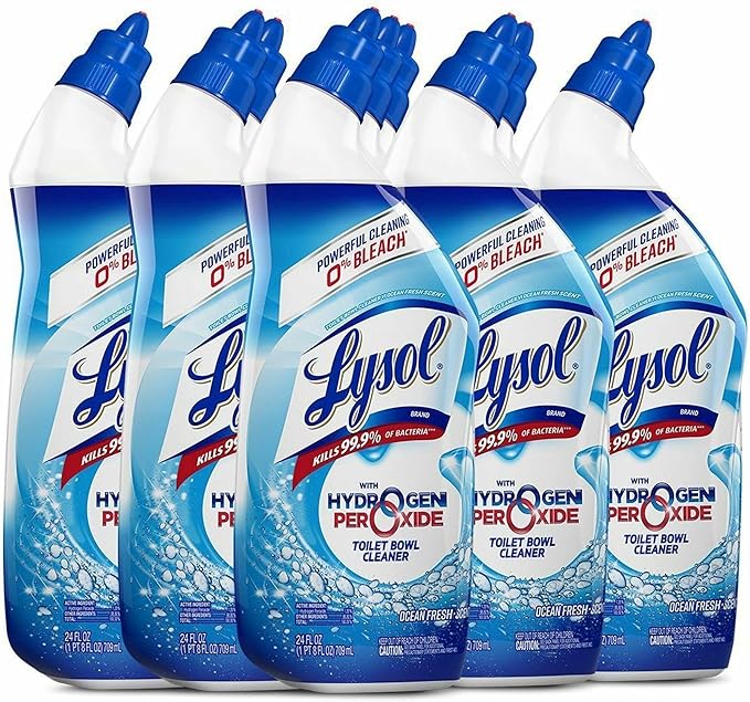 Lysol Hydrogen Peroxide Toilet Cleaner - 24 fl oz (0.8 quart) - Ocean Fresh Scent - Blue - 9/Carton - 98011CT