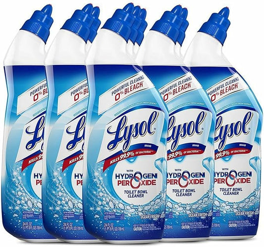 Lysol Hydrogen Peroxide Toilet Cleaner - 24 fl oz (0.8 quart) - Ocean Fresh Scent - Blue - 9/Carton - 98011CT
