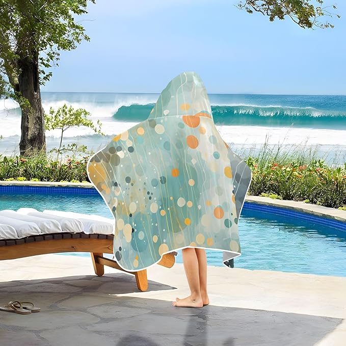 Hooded Towel for Kids Abstract Circles Pattern Beach Wrap Bath Towels 50x23.5in