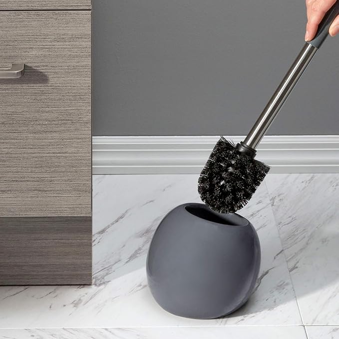 Bath Bliss Ceramic Dome Toilet Brush & Holder in Grey