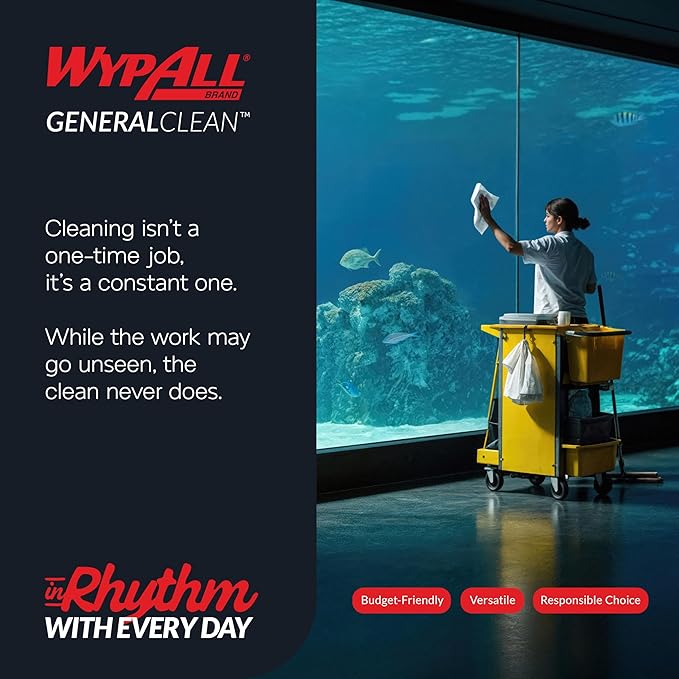 WypAll GeneralClean X60 Cloths Multi-Task Cleaning Wipes, Jumbo (34955), Strong and Absorbent Towels, White (1 Roll of 1,100 Sheets, 1,100 Sheet Total)