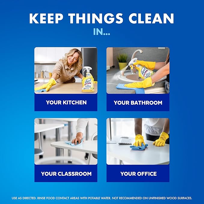 Lysol All Purpose Cleaner Spray, Multi-Purpose Disinfecting Spray, Kitchen & Bathroom Cleaner, Lemon Breeze Scent, 32 Fl Oz