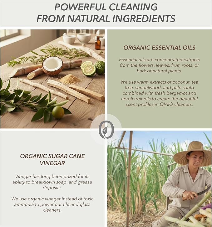 Non-Toxic Glass Cleaner - Natural Organic Ingredients that Truly Perform - 24oz - Light Coconut & Bergamot Scent