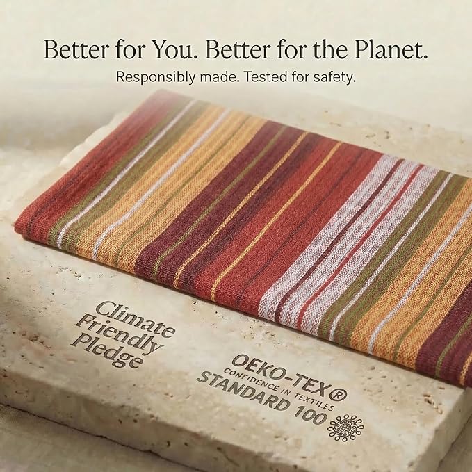 Urban Villa Kitchen Towels Harvest Stripes Towels Set of 6 20" X30” 100% Cotton Highly Absorbent Quick Drying Dish Cloths & Dish Towels Thanksgiving Fall Tea Towels with Hanging Loop Towels