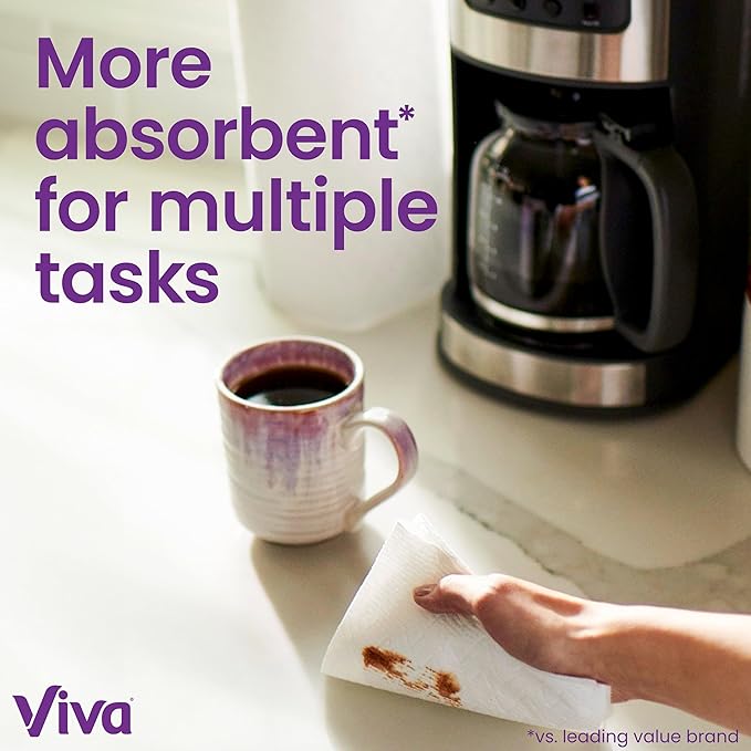 Viva Multi-Surface Cloth Paper Towels, 3 Double Rolls, 110 Sheets Per Roll (Pack of 8)