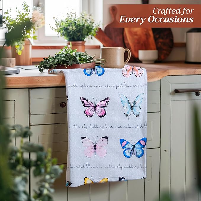 Maison d' Hermine Kitchen Towels Set of 3 100% Cotton 27.50" x 20" Reusable Cloth Tea Dish Towels Absorbent with Hanging Loop for Kitchen Farmhouse Hotel Spring Summer - Blossoms in Spring