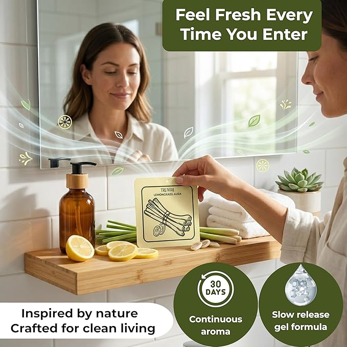 Lemongrass Aura - Room Deodorizer Gel Odor Eliminator For Home - Bathroom Air Freshener Odor Absorber - Closet Deodorizer - Long Lasting Non Plug In Strong Scent For Kitchen Trash Basement Rv Smell