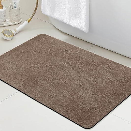 ACCUMTEK Non Slip Bath Mat, Thin Bathroom Rugs Fit Under Door, Quick Dry Bath Mats, Machine Washable Bath Rugs for Bathroom, Bathtub & Kitchen, Bathtub & Kitchen, Brown/Marble/24 x17