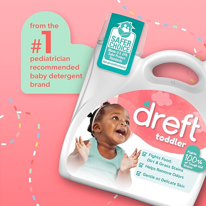 Dreft Toddler Liquid Laundry Detergent, Fights Stains, Removes Odors, 80 loads, 105 fl oz