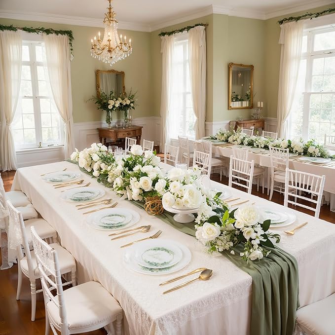 30Pcs White Plastic Plates - Love Plates Disposable Heavy Duty, Fancy Floral Pattern Perfect for Wedding, Holidays - 10.25" Dinner & 7.5" Dessert Plastic Plate