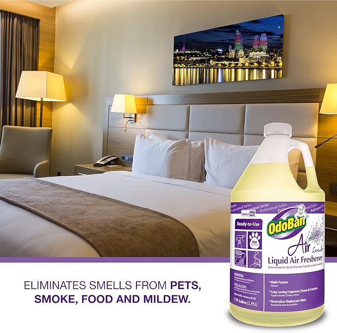 OdoBan Professional Series Ready-to-Use Air Lavender Liquid Air Freshener, Made in the USA, Lavender Scent, 2-Pack, 1 Gallon Each