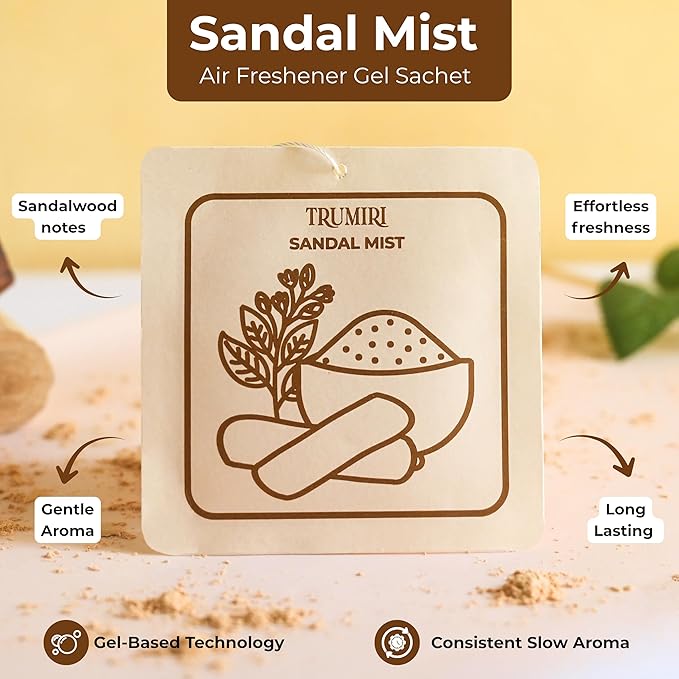 Sandal Mist - Room Deodorizer Gel Odor Eliminator For Home - Pack Of 3 - Bathroom Air Freshener Odor Absorber - Long Lasting Non Plug In Strong Scent For Kitchen Trash Basement Rv Closet Smell